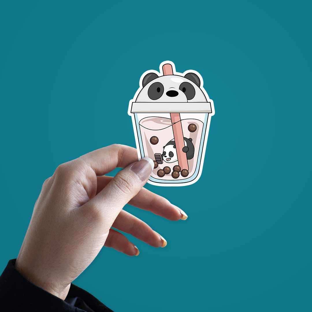 Panda Sipper sticker waterproof vinyl decal for laptop, bike, car & bottle