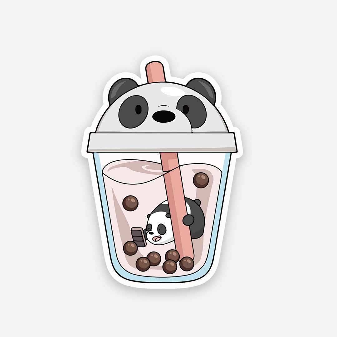 Panda Sipper sticker waterproof vinyl decal for laptop, bike, car & bottle