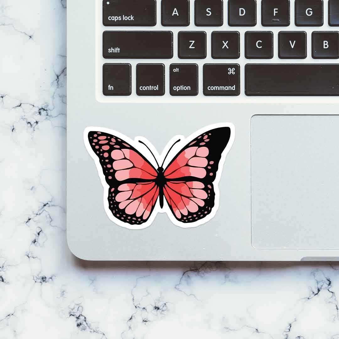Pink Butterfly sticker waterproof vinyl decal for laptop, bike, car & bottle