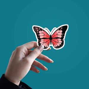 Pink Butterfly sticker waterproof vinyl decal for laptop, bike, car & bottle
