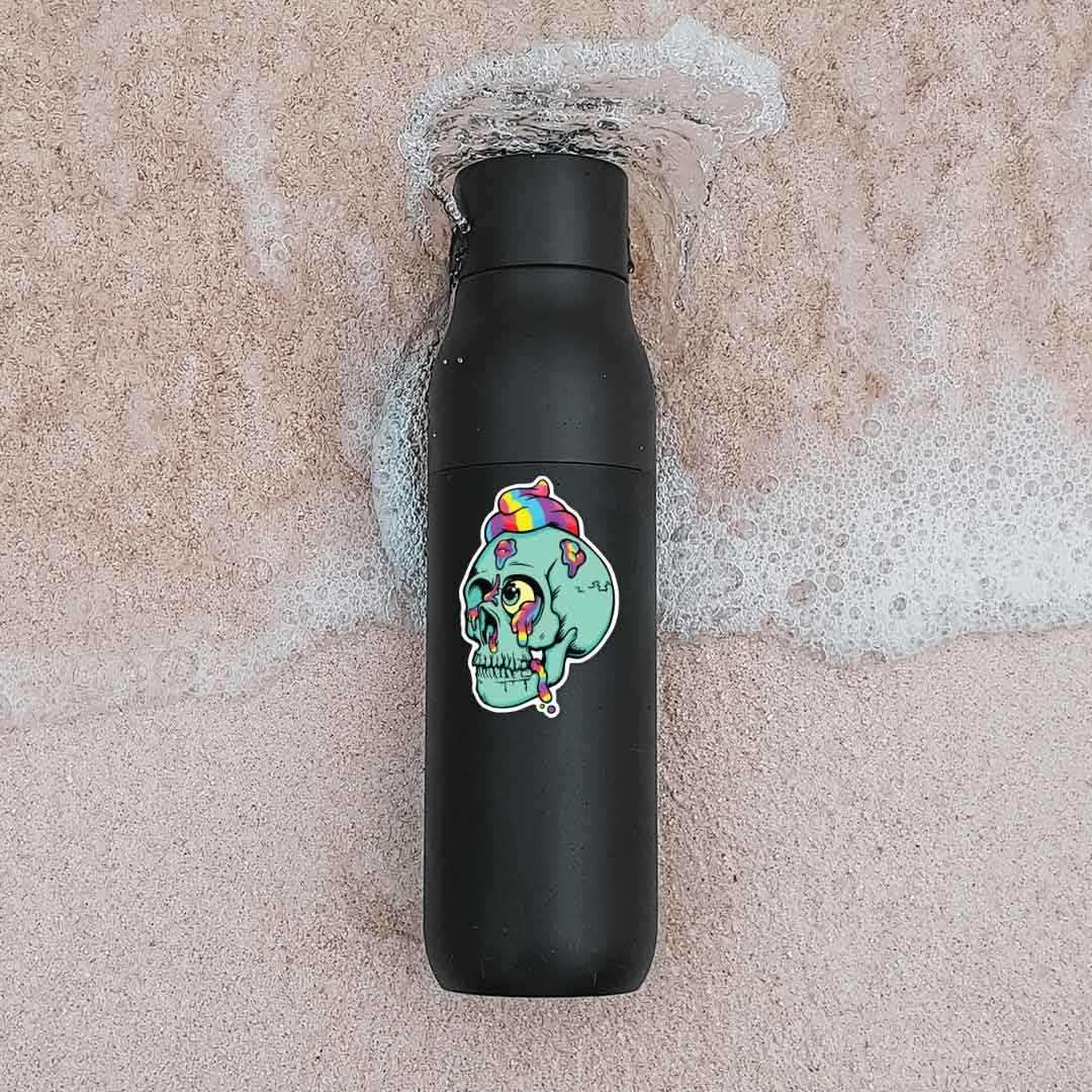 Rainbow Skull Sticker waterproof vinyl decal for laptop, bike, car & bottle
