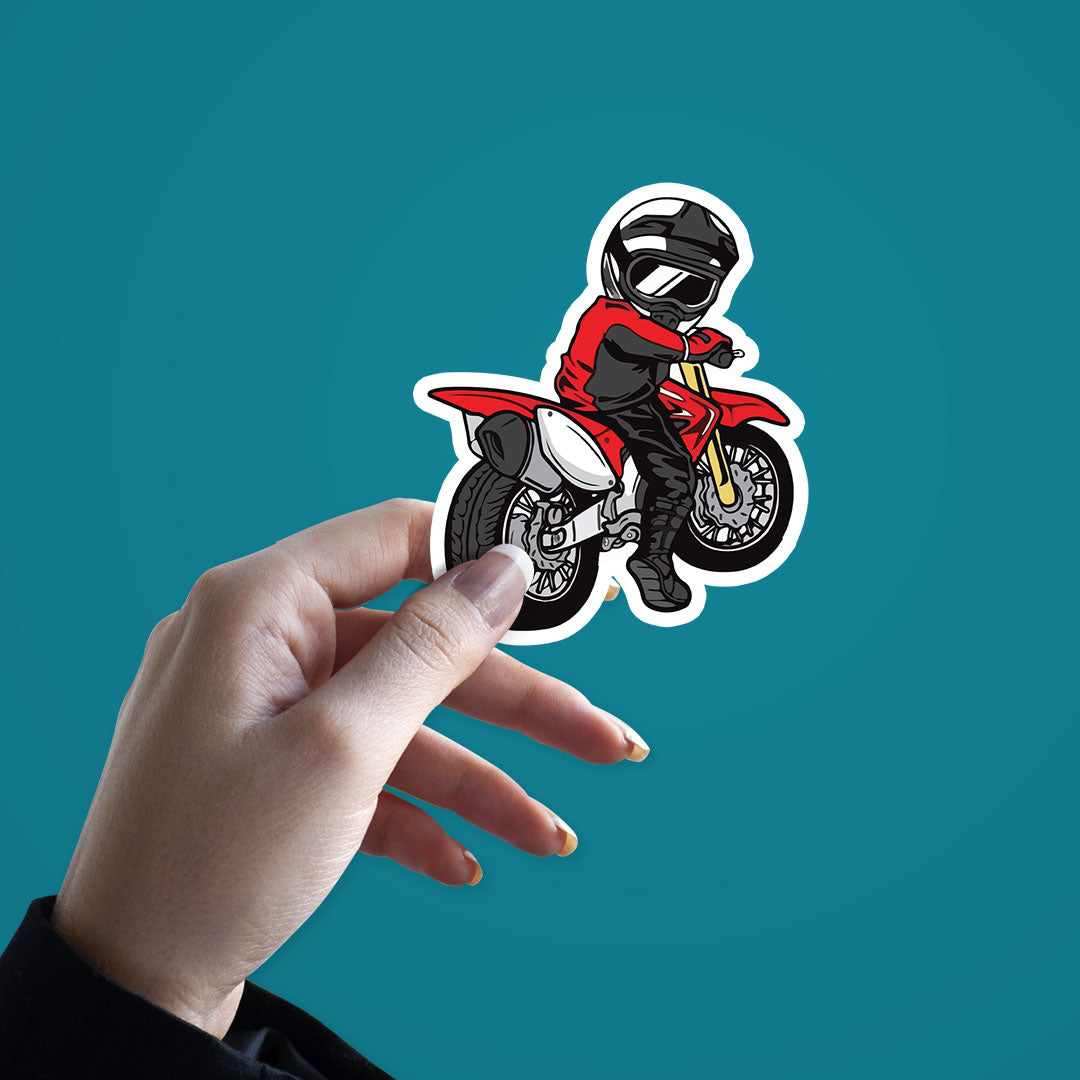 Red Bike Chibi Sticker waterproof vinyl decal for laptop, bike, car & bottle