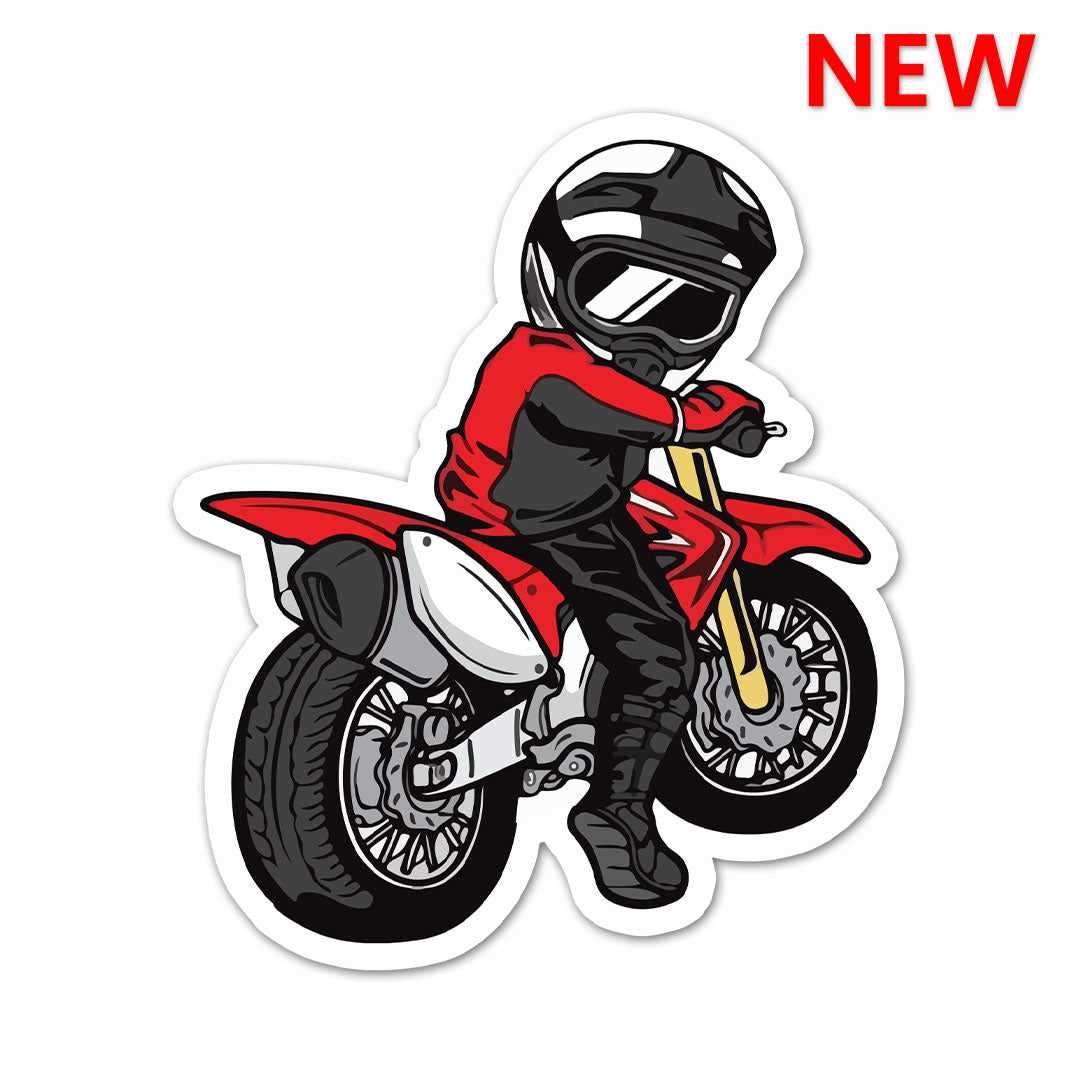 Red Bike Chibi Sticker waterproof vinyl decal for laptop, bike, car & bottle