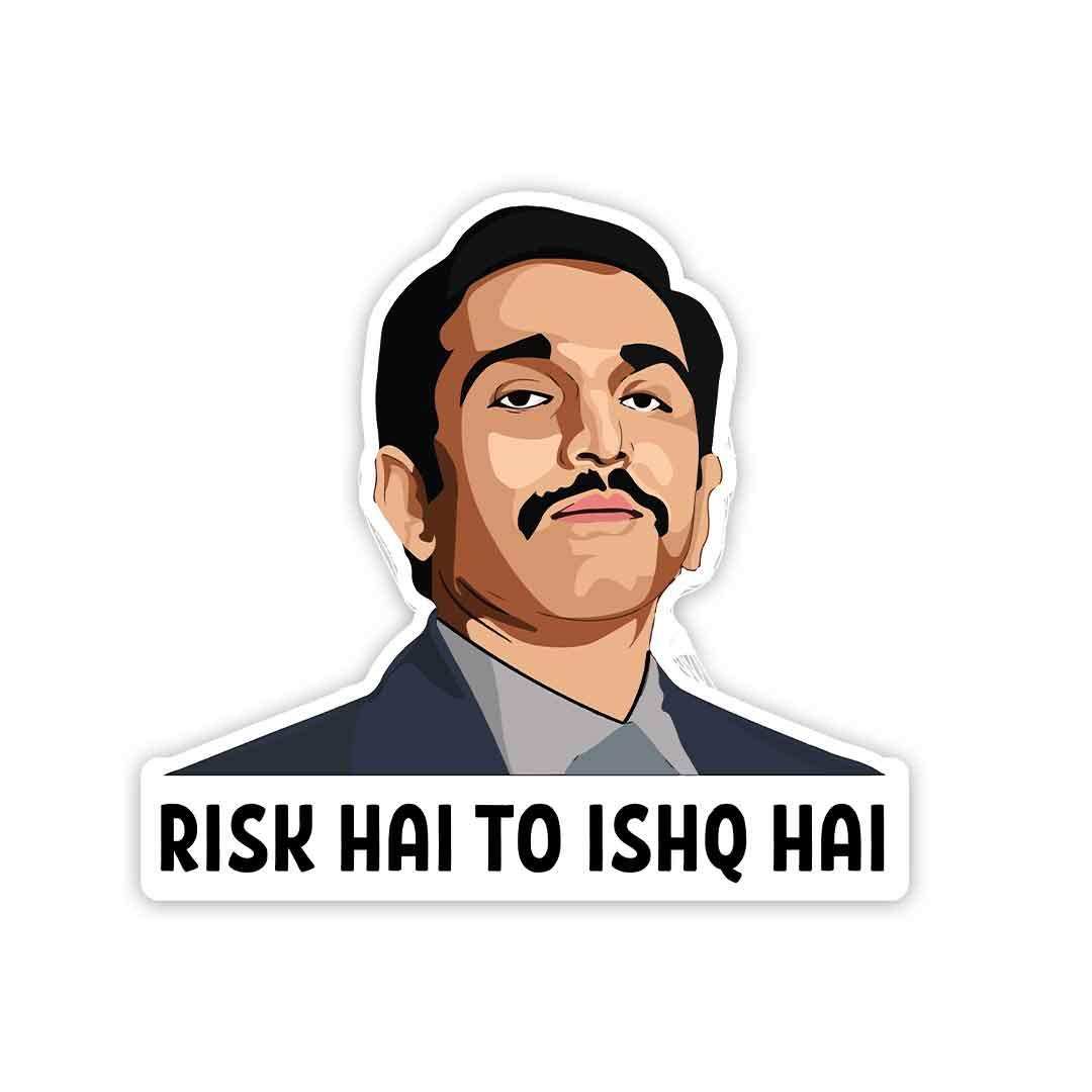 Risk hai to ishq hai Sticker waterproof vinyl decal for laptop, bike, car & bottle