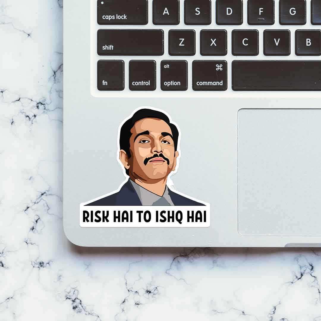 Risk hai to ishq hai Sticker waterproof vinyl decal for laptop, bike, car & bottle