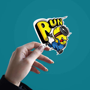 RUN!!! Sticker waterproof vinyl decal for laptop, bike, car & bottle