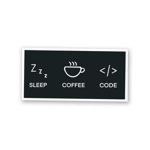 Sleep Coffee Code Sticker waterproof vinyl decal for laptop, bike, car & bottle