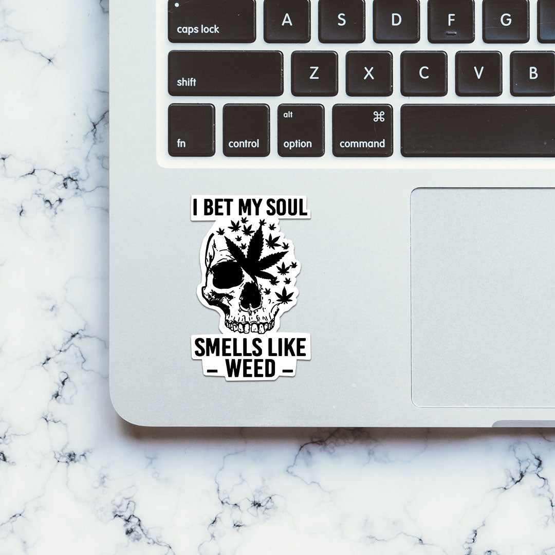 Smells Like Weed Sticker waterproof vinyl decal for laptop, bike, car & bottle