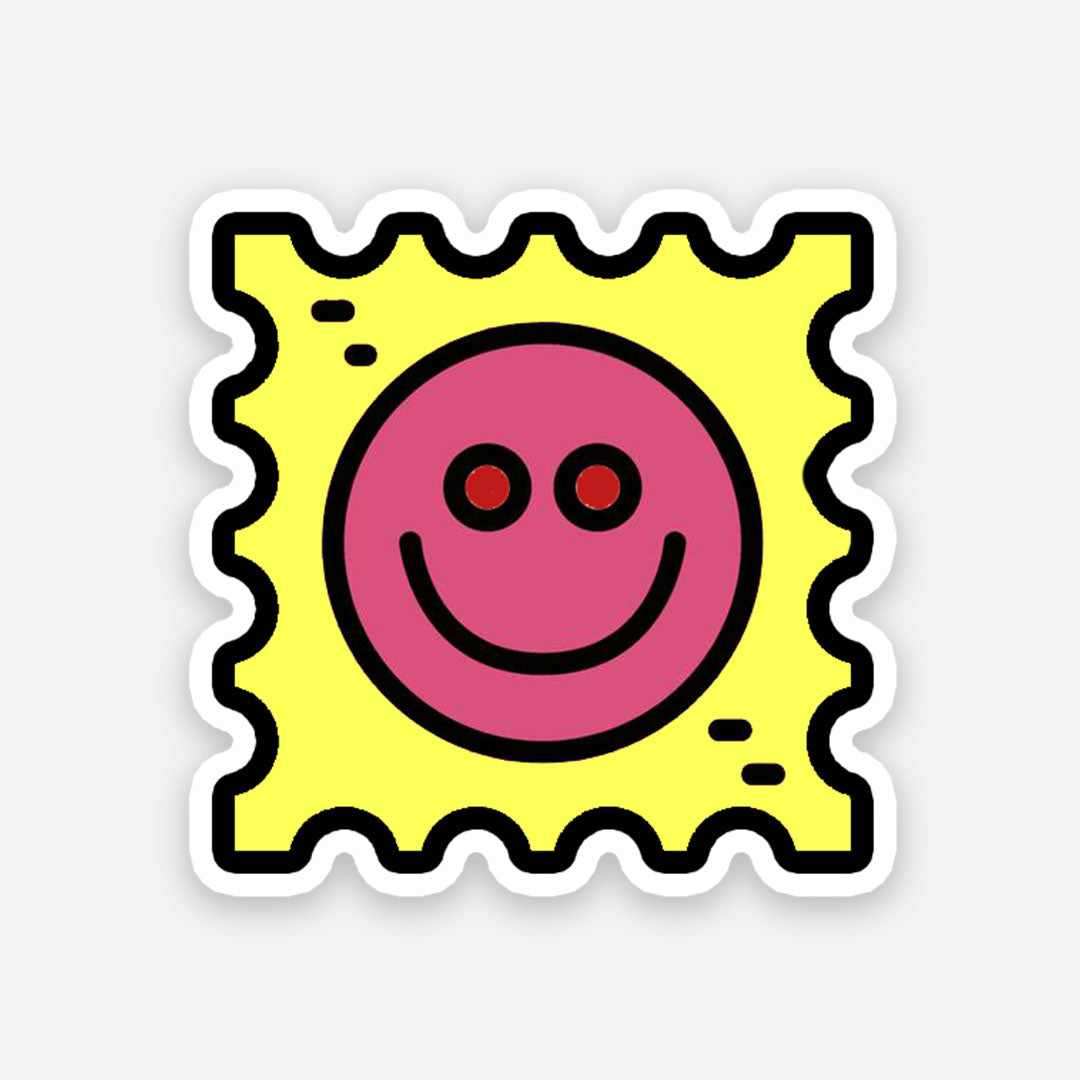 Smiley postcard sticker waterproof vinyl decal for laptop, bike, car & bottle