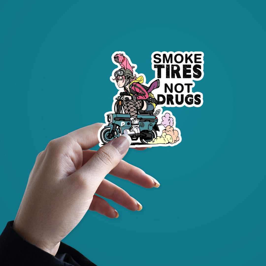 Smoke Tires Sticker waterproof vinyl decal for laptop, bike, car & bottle