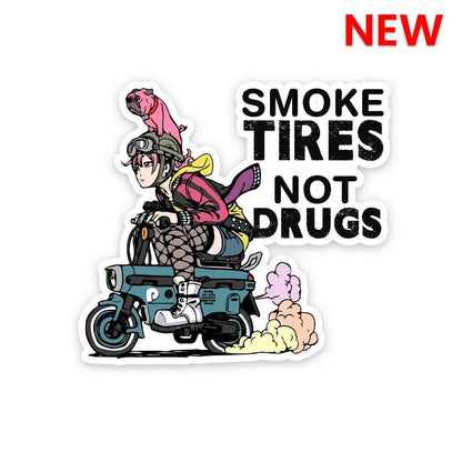 Smoke Tires Sticker waterproof vinyl decal for laptop, bike, car & bottle