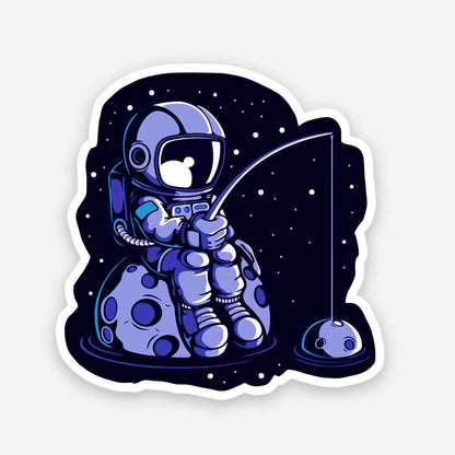 Space Fishing sticker waterproof vinyl decal for laptop, bike, car & bottle
