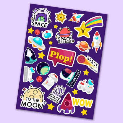 Space Mini Sticker Sheet waterproof vinyl decal for laptop, bike, car & bottle