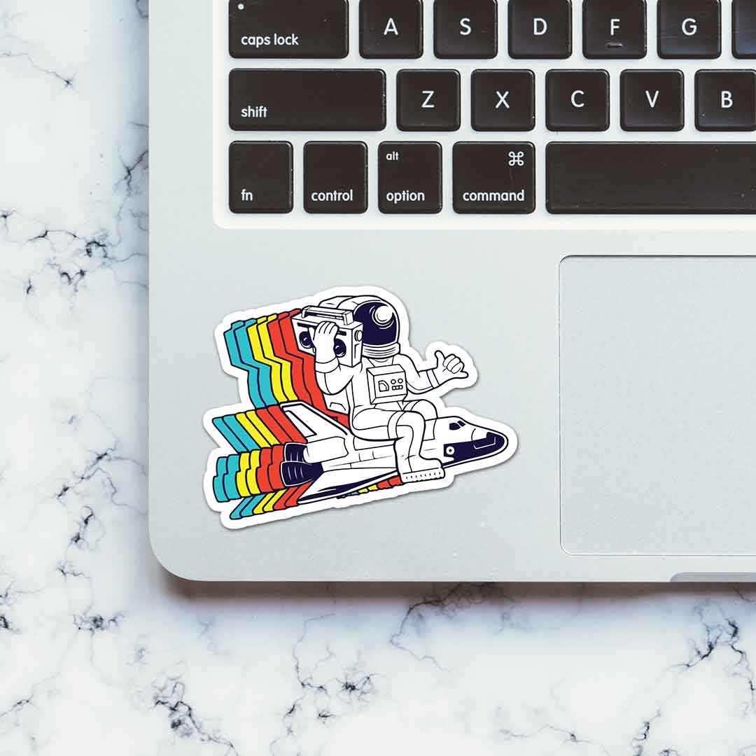Spaceman Radio Sticker waterproof vinyl decal for laptop, bike, car & bottle