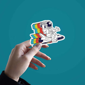Spaceman Radio Sticker waterproof vinyl decal for laptop, bike, car & bottle