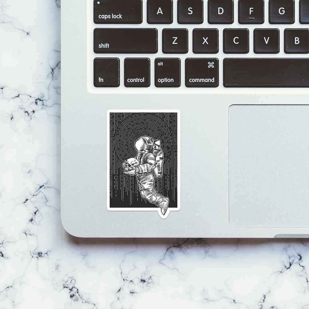 Spaceman Skull Sticker waterproof vinyl decal for laptop, bike, car & bottle