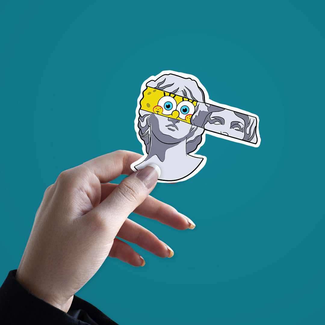 Spongebob Greek God Sticker waterproof vinyl decal for laptop, bike, car & bottle