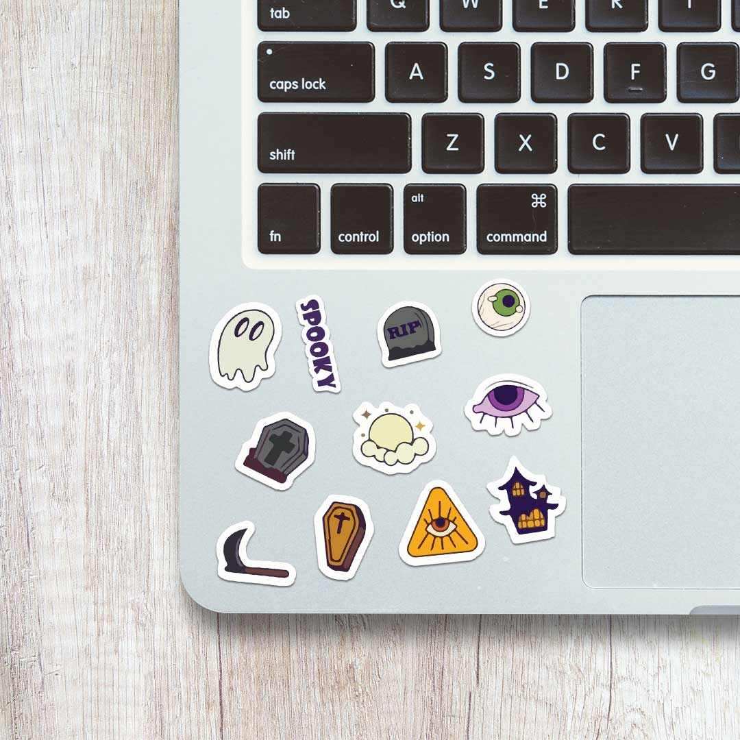 Spooky Mini Stickers Sheet waterproof vinyl decal for laptop, bike, car & bottle