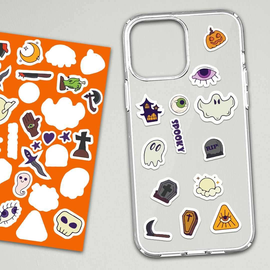 Spooky Mini Stickers Sheet waterproof vinyl decal for laptop, bike, car & bottle