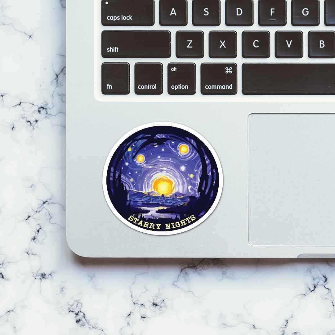 Starry Night Sticker waterproof vinyl decal for laptop, bike, car & bottle