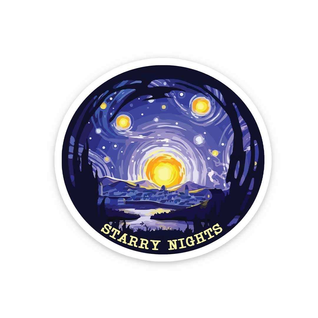 Starry Night Sticker waterproof vinyl decal for laptop, bike, car & bottle