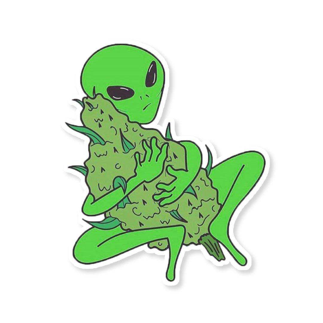 Stoned Alien Sticker waterproof vinyl decal for laptop, bike, car & bottle