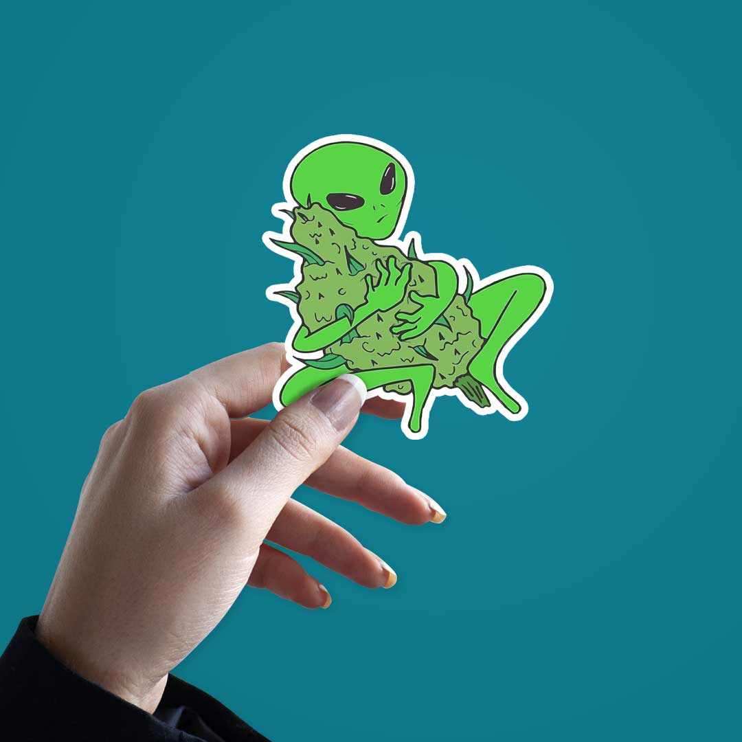 Stoned Alien Sticker waterproof vinyl decal for laptop, bike, car & bottle