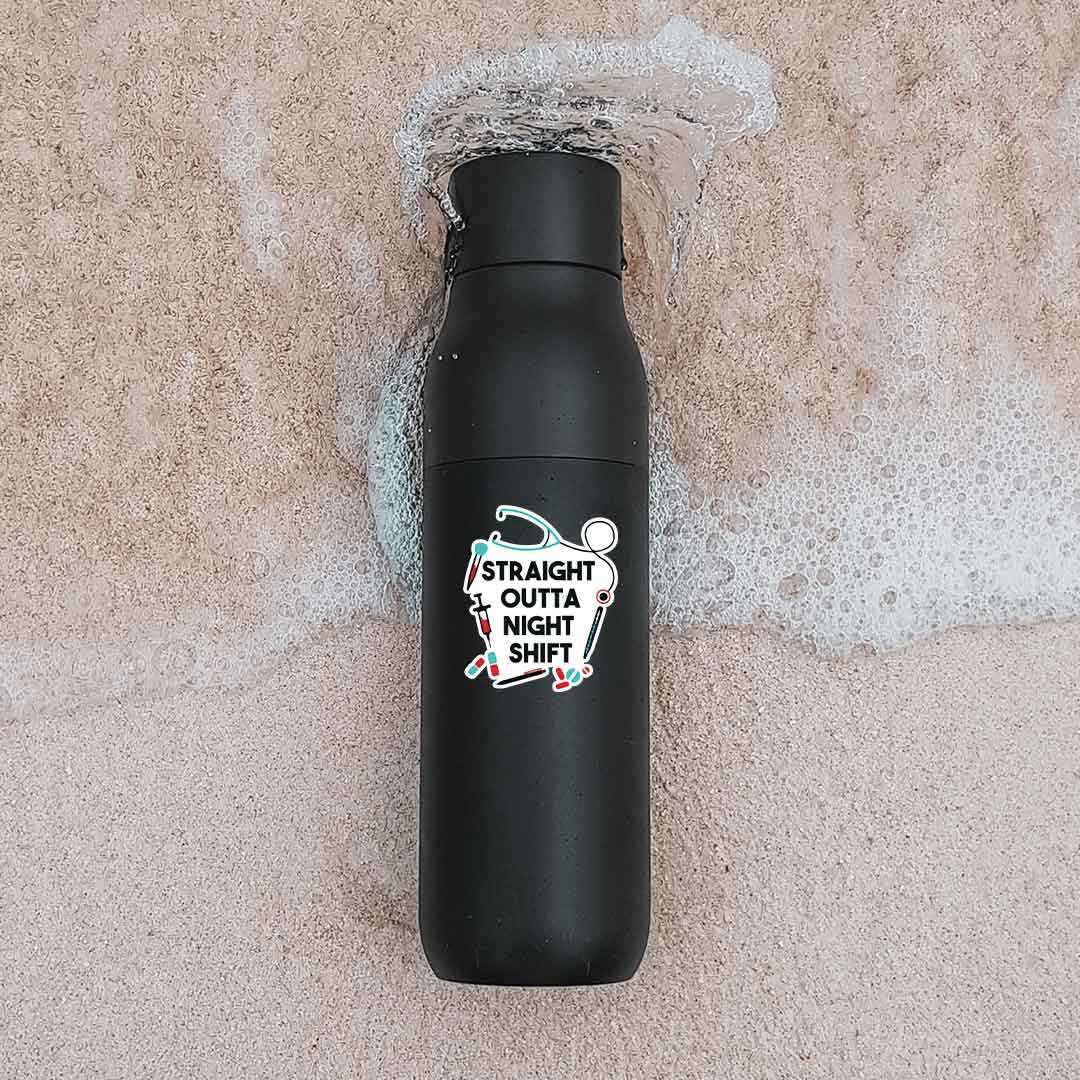 Straight outta night shift sticker waterproof vinyl decal for laptop, bike, car & bottle