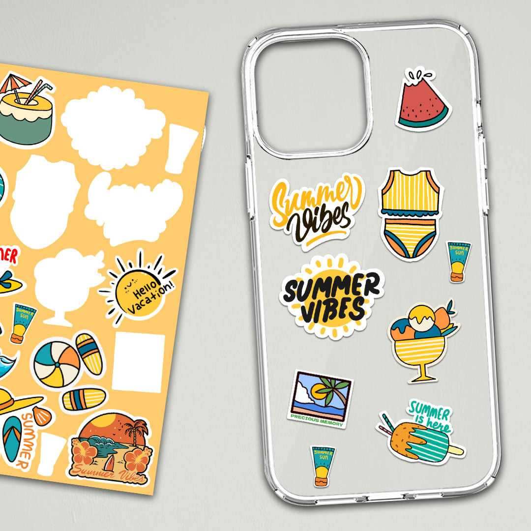 Summer Mini Stickers Sheet waterproof vinyl decal for laptop, bike, car & bottle