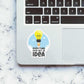 the IDEA Sticker waterproof vinyl decal for laptop, bike, car & bottle