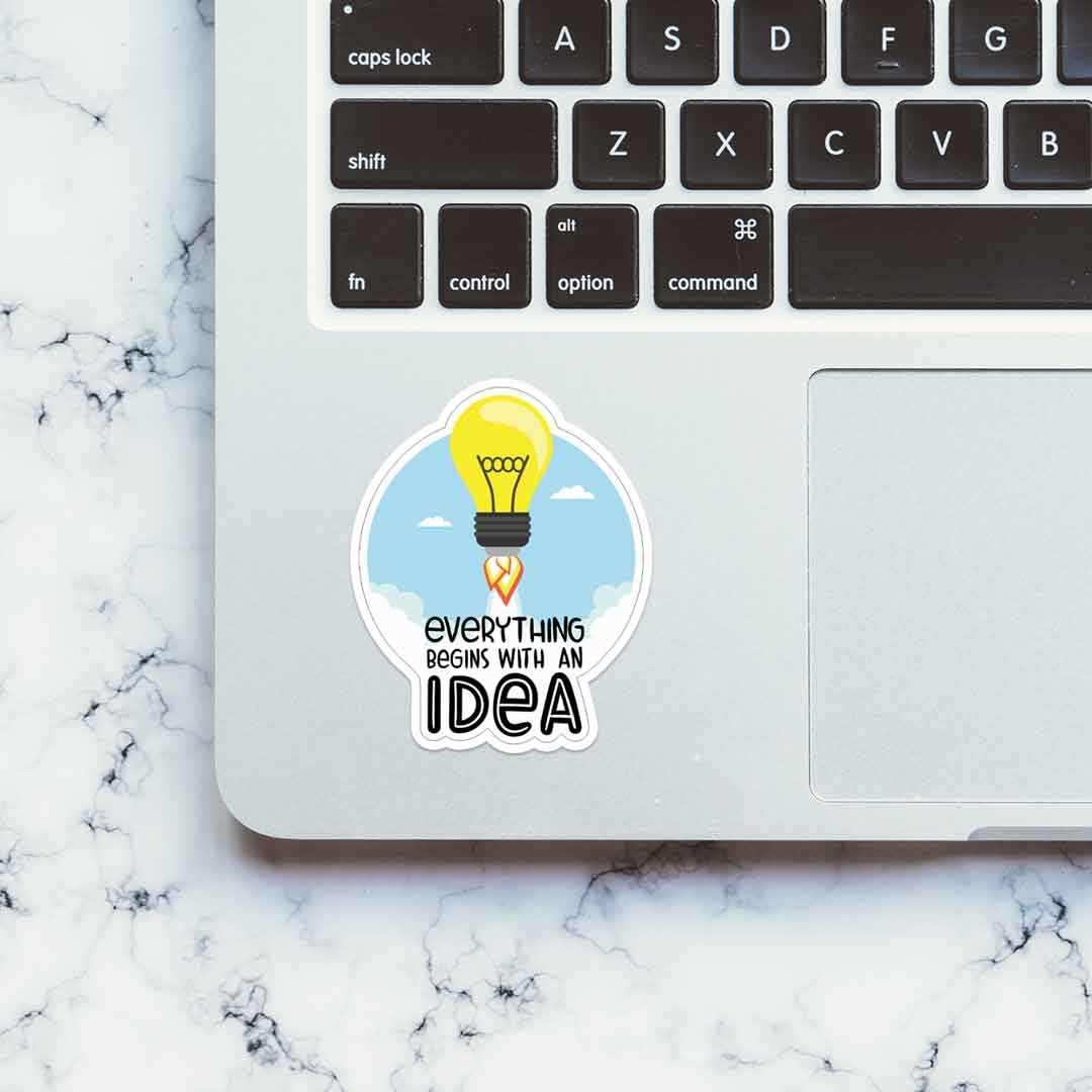 the IDEA Sticker waterproof vinyl decal for laptop, bike, car & bottle