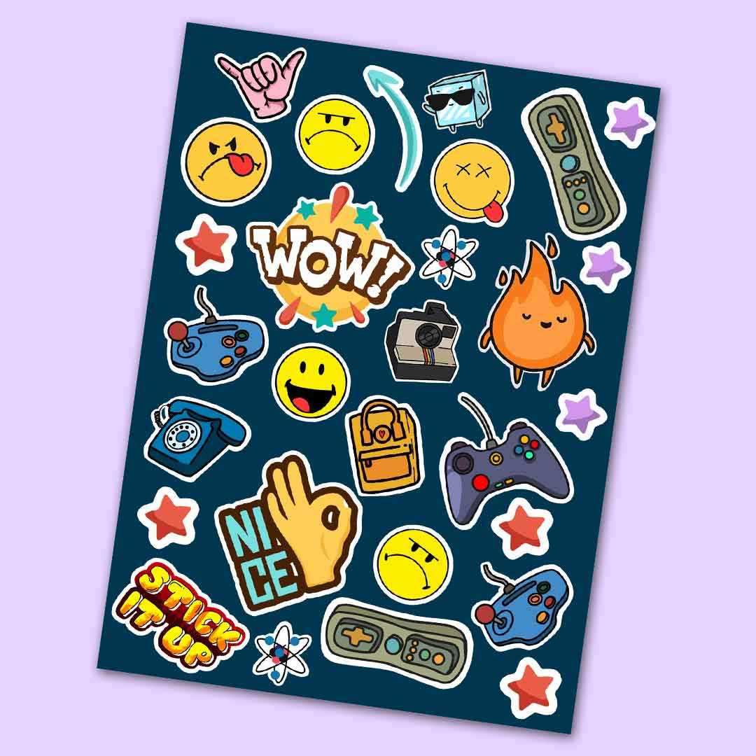 The WOW Mini Sticker Sheet waterproof vinyl decal for laptop, bike, car & bottle