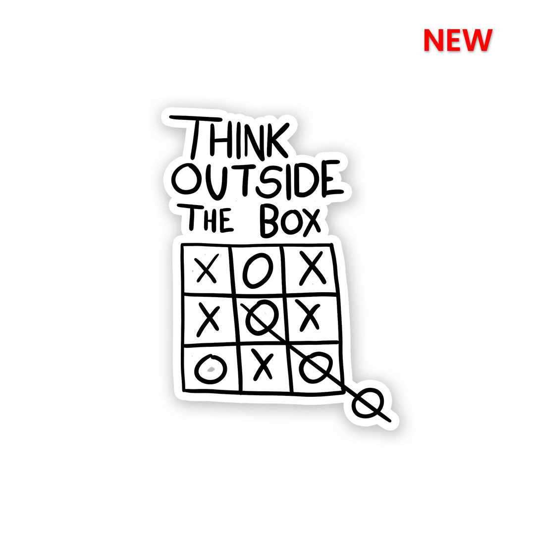 Think Outside the box Sticker waterproof vinyl decal for laptop, bike, car & bottle