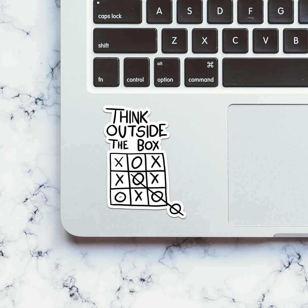 Think Outside the box Sticker waterproof vinyl decal for laptop, bike, car & bottle