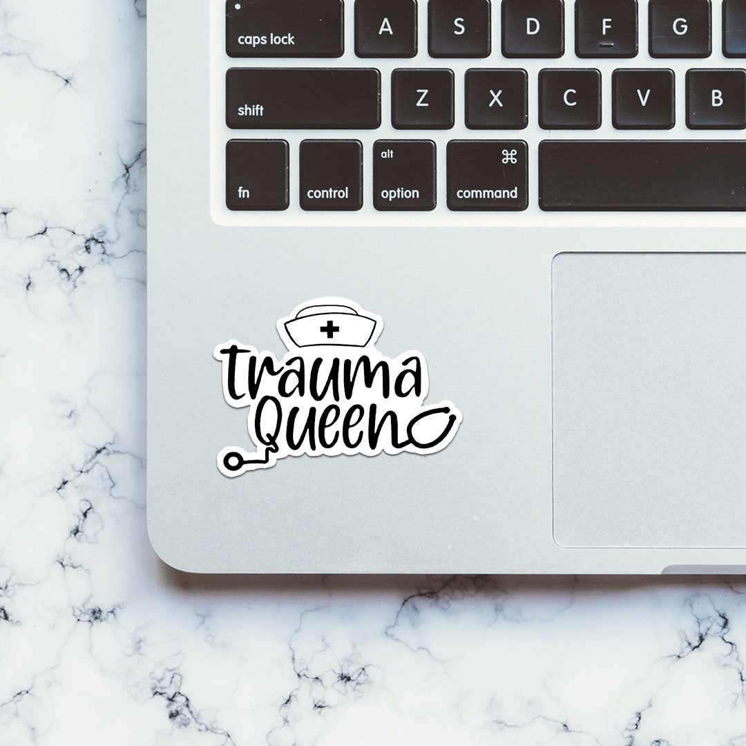 Trauma Queen Sticker waterproof vinyl decal for laptop, bike, car & bottle