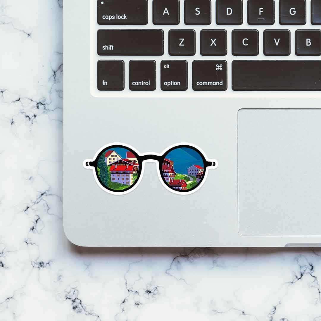 Travel Glasses sticker waterproof vinyl decal for laptop, bike, car & bottle