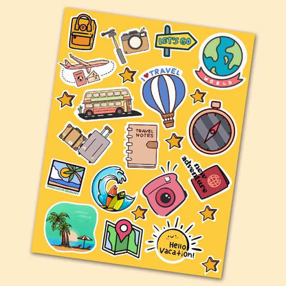 Travel Mini Stickers Sheet waterproof vinyl decal for laptop, bike, car & bottle