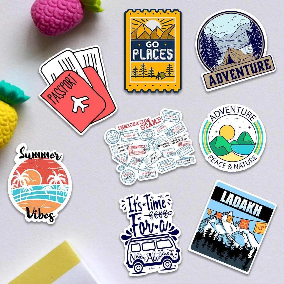 Travel Sticker Pack [15 Sticker] waterproof vinyl decal for laptop, bike, car & bottle