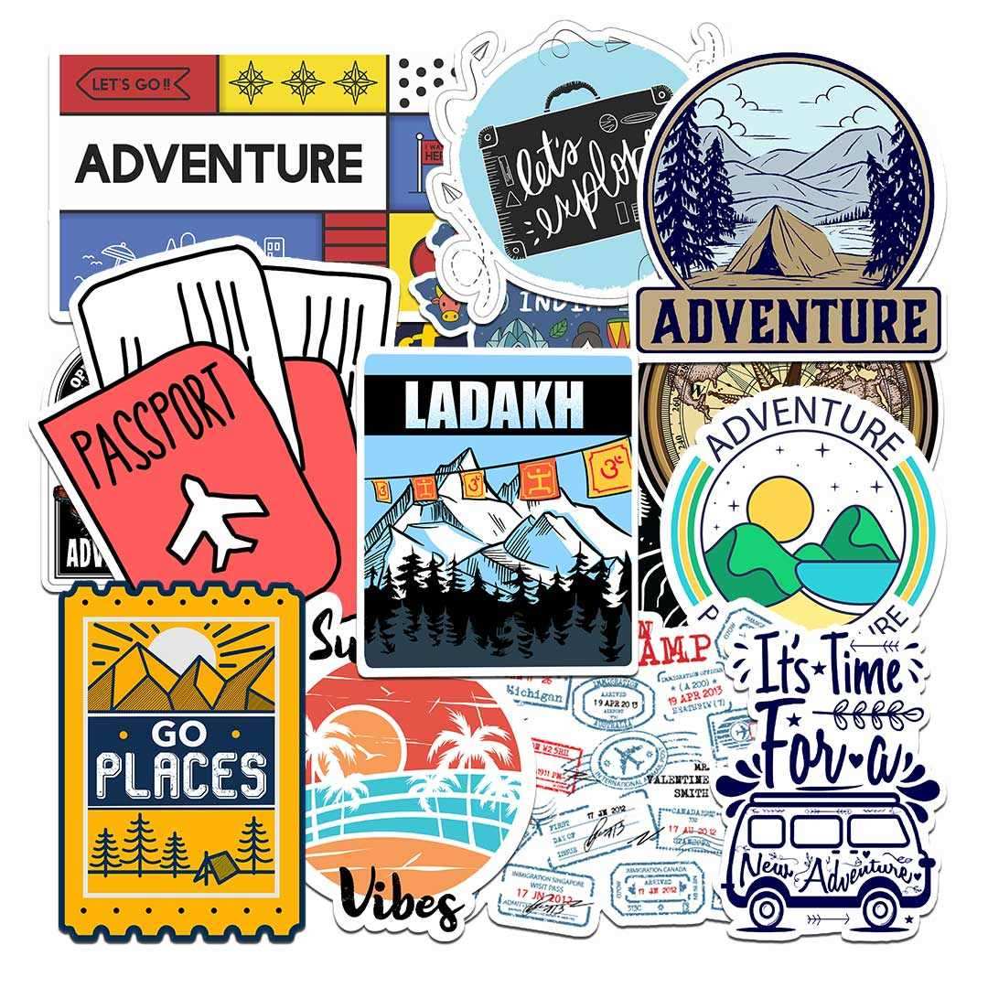 Travel Sticker Pack [15 Sticker] waterproof vinyl decal for laptop, bike, car & bottle