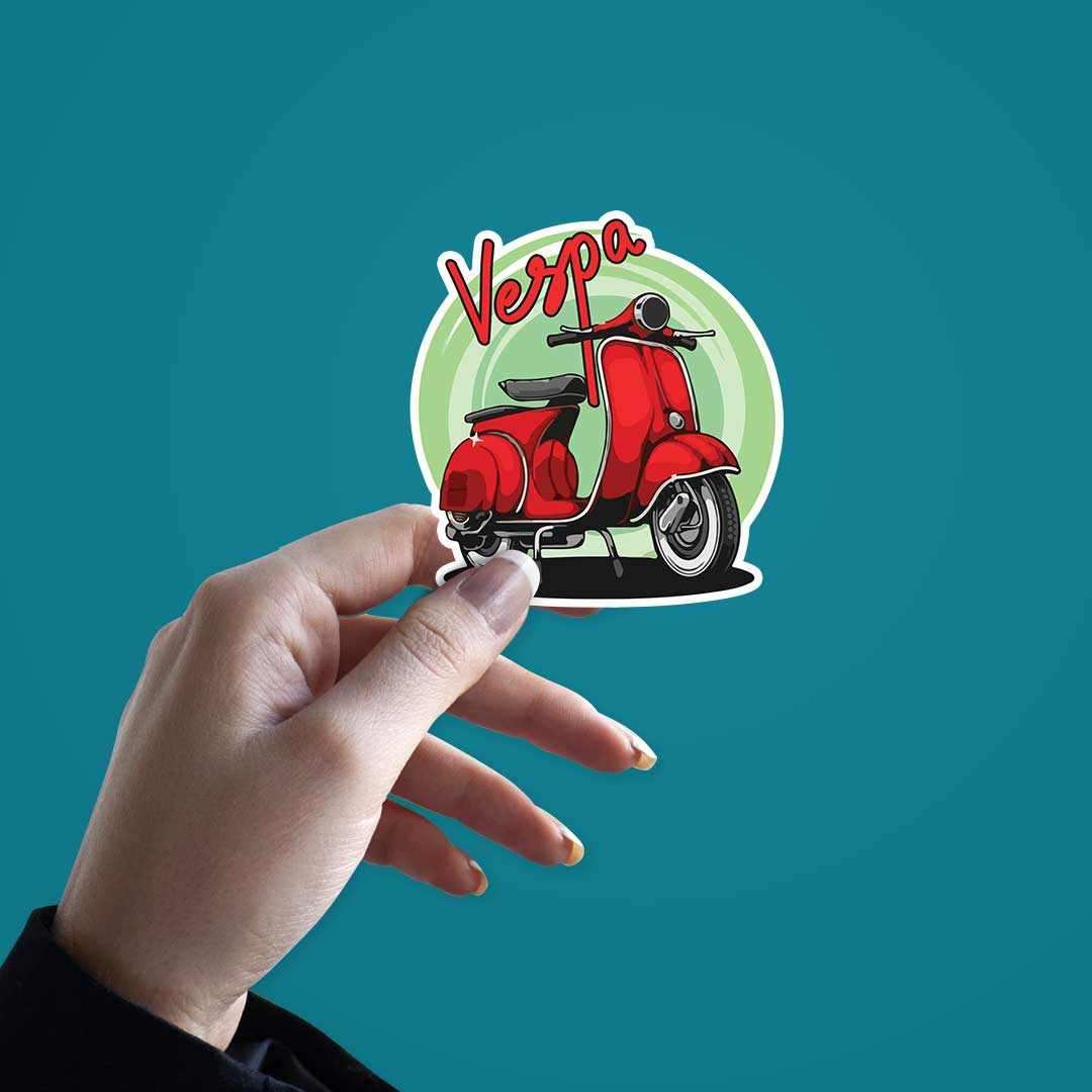 Vespa sticker waterproof vinyl decal for laptop, bike, car & bottle