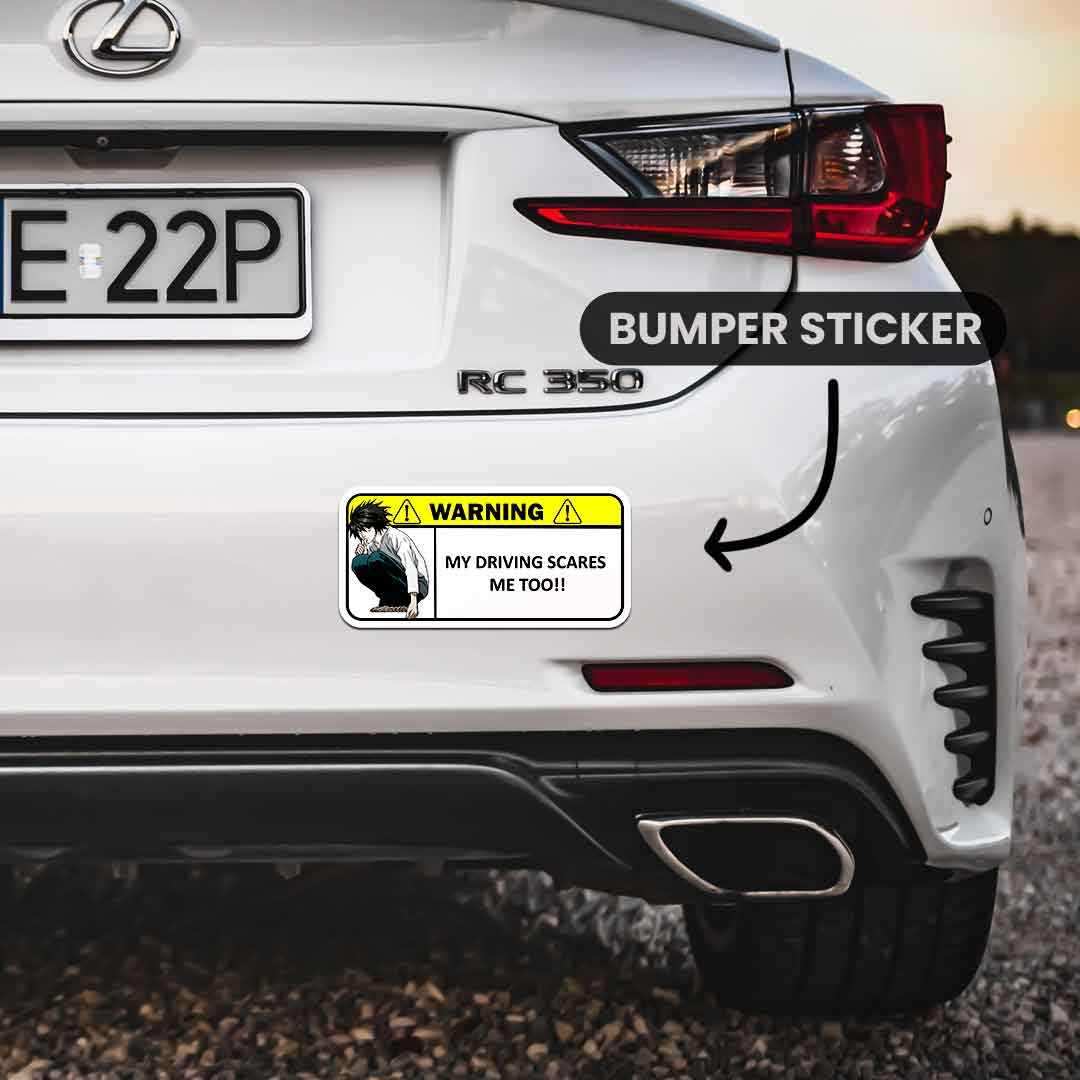 Warning!! My driving scares me too Bumper Sticker waterproof vinyl decal for laptop, bike, car & bottle