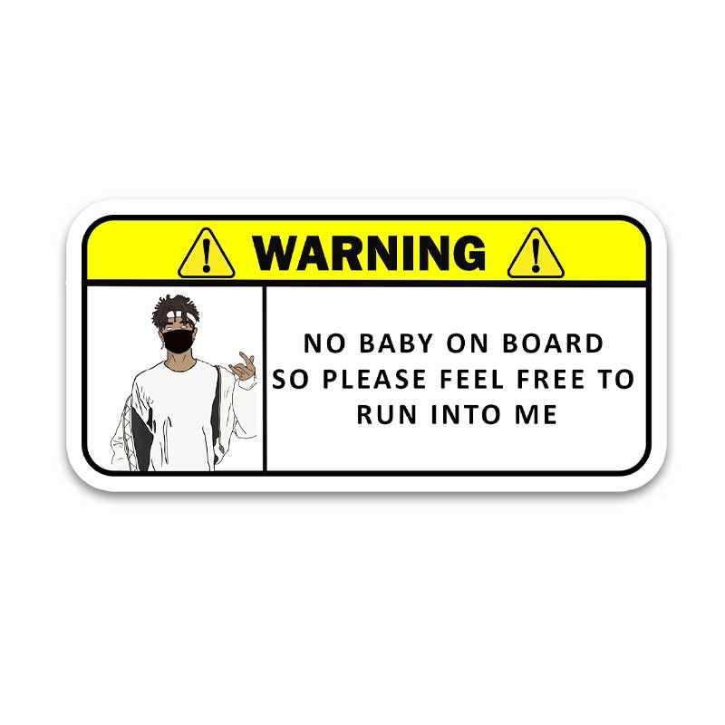 Warning!! No baby on board Bumper Sticker waterproof vinyl decal for laptop, bike, car & bottle