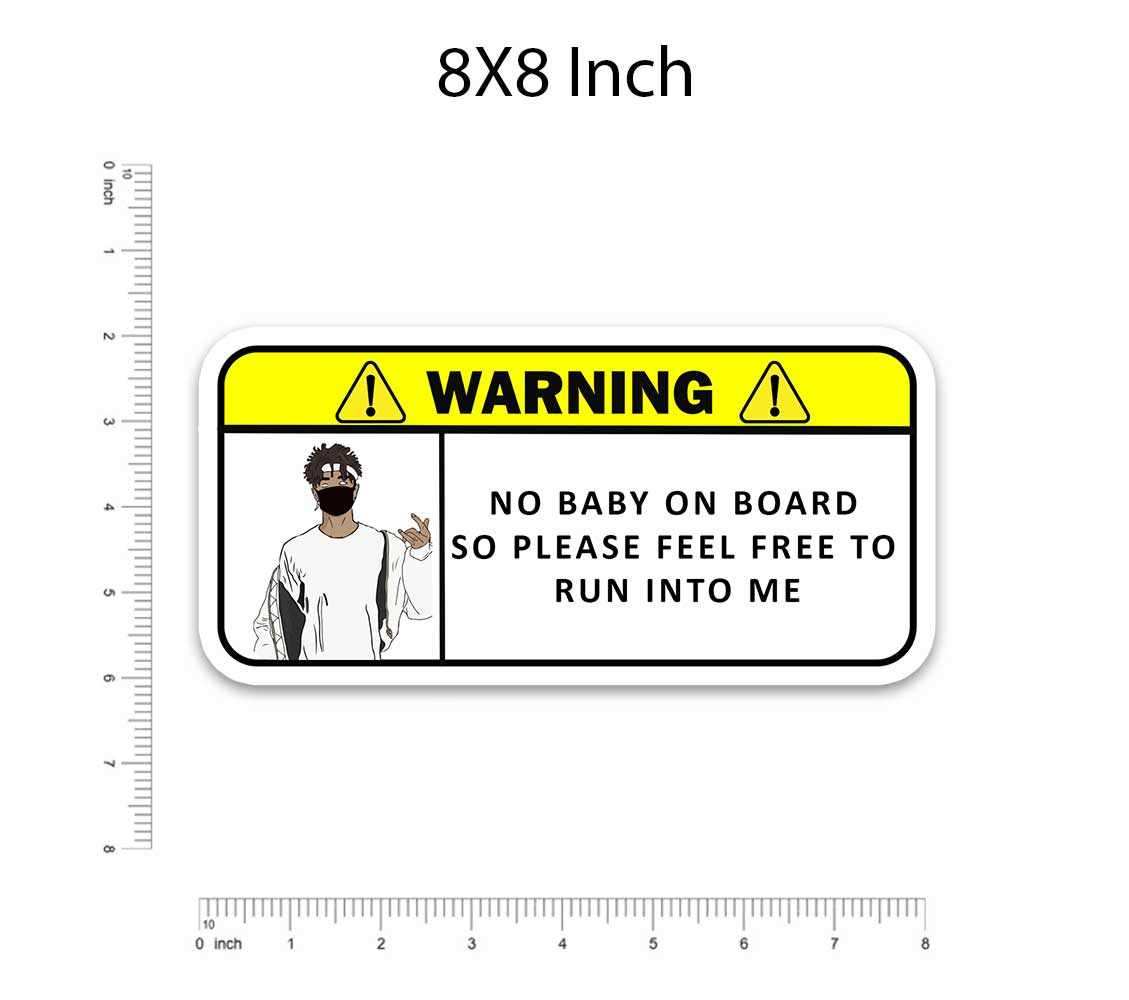 Warning!! No baby on board Bumper Sticker waterproof vinyl decal for laptop, bike, car & bottle