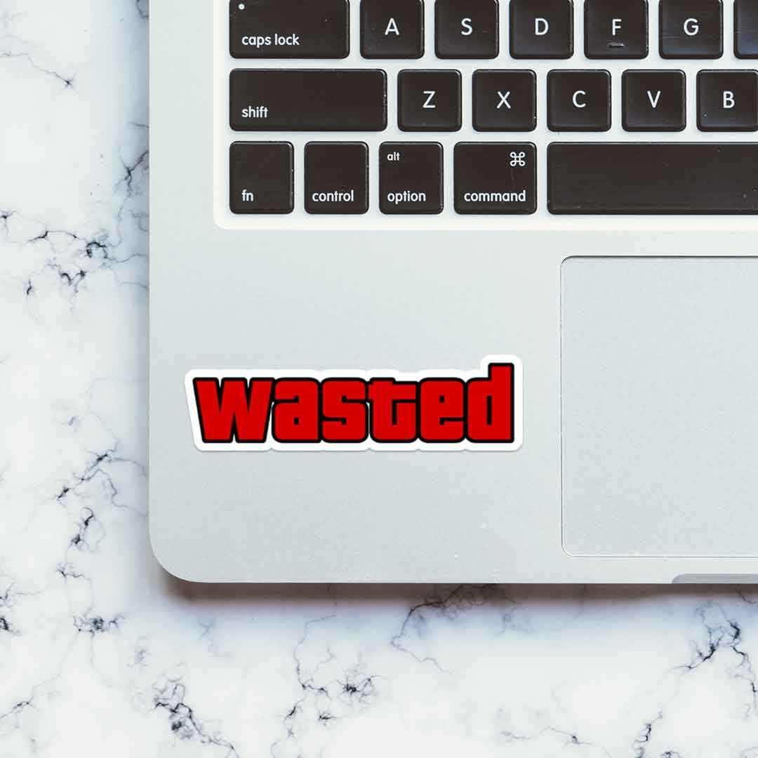 Wasted Sticker waterproof vinyl decal for laptop, bike, car & bottle