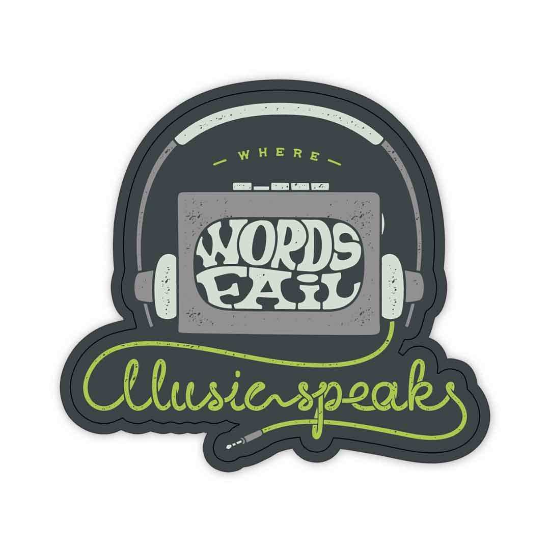 When words fail, Illusion Speaks Sticker waterproof vinyl decal for laptop, bike, car & bottle