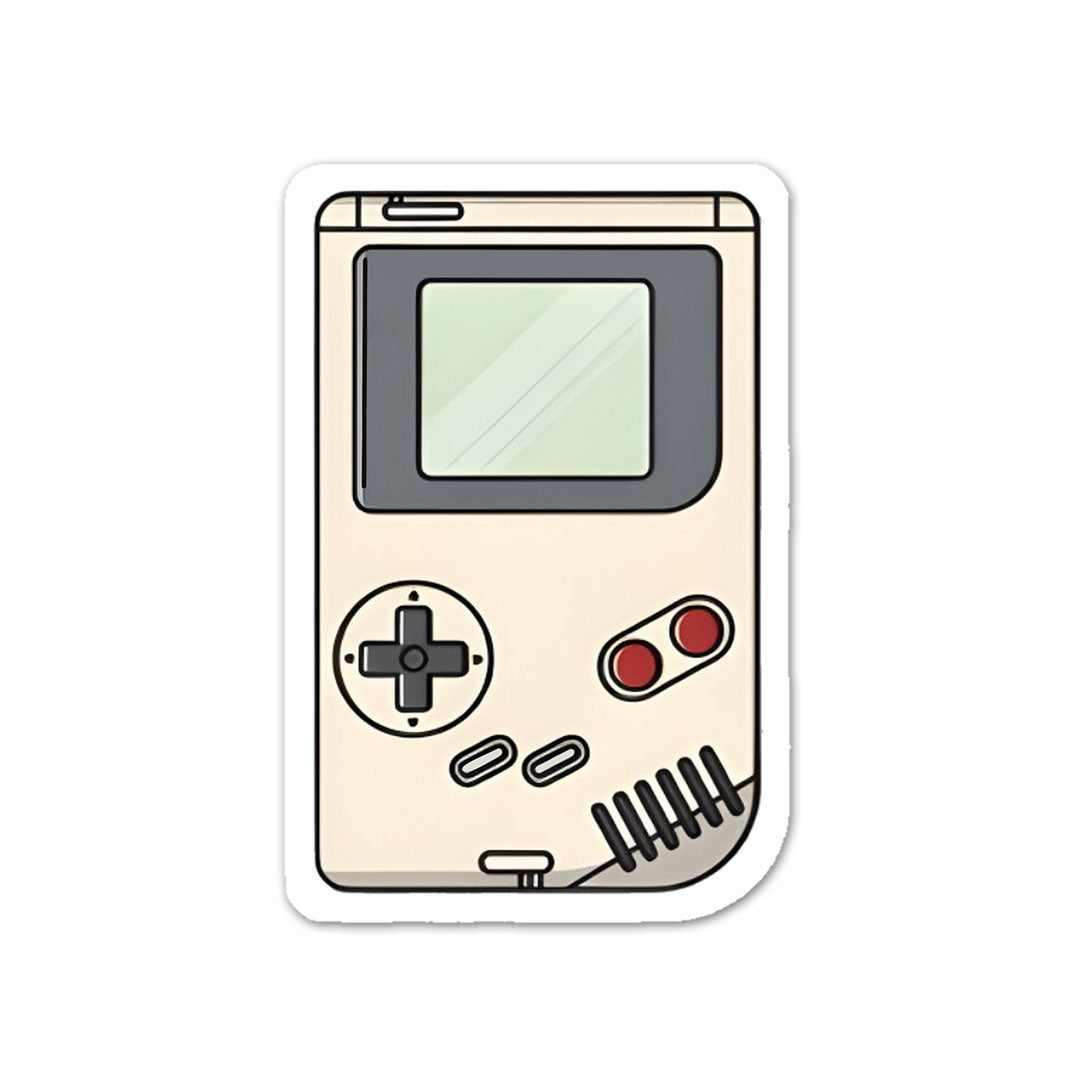 White Gameboy Sticker waterproof vinyl decal for laptop, bike, car & bottle